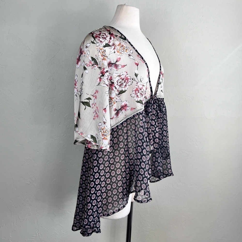 Kori Boho Mixed Print Asymmetrical Flutter Sleeve… - image 8